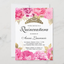Elegant Shock rosa Blommigt Quinceanera