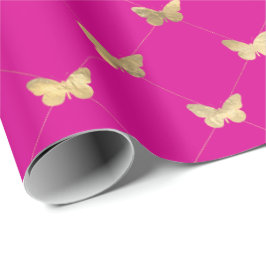Elegant Shock rosa Butterfly Mönster Presentpapper