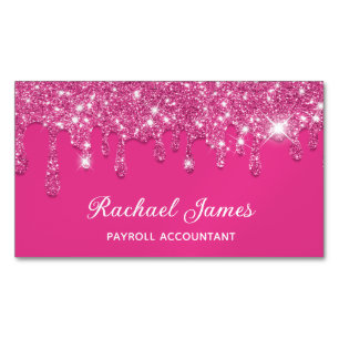 Elegant Shock rosa Faux glitter Drives Online Stor Magnetiska Visitkort