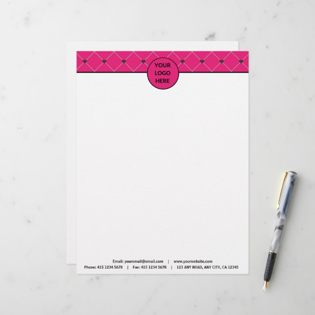 Elegant Shock rosa Magenta Black Business Company Brevhuvud (Fram/Back In Situ)