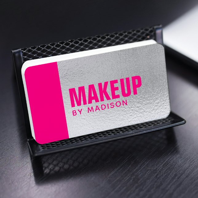 Elegant Shock rosa Modern Chic Makeup Artist Visitkort (Skapare uppladdad)