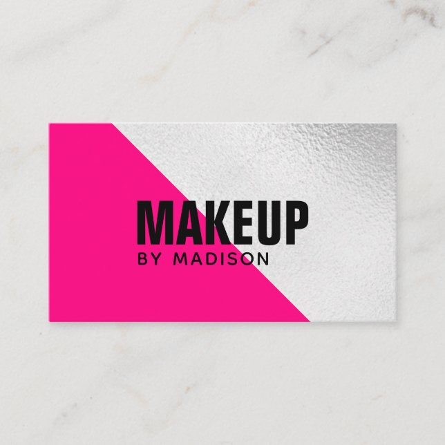 Elegant Shock rosa Modern Chic Makeup Artist Visitkort (Framsida)