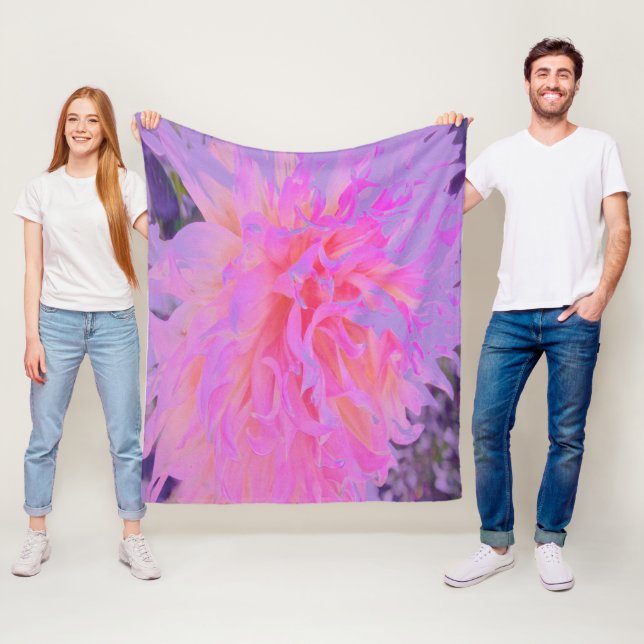 Elegant Shock rosa och Magenta Decorative Dahlia Fleecefilt (På plats)