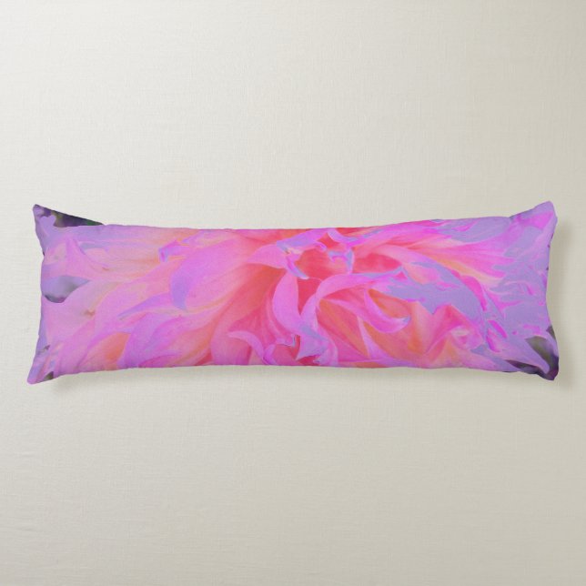 Elegant Shock rosa och Magenta Decorative Dahlia Kroppskudde (Framsidan)
