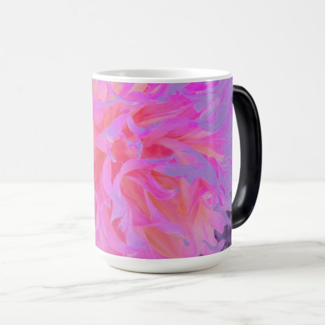 Elegant Shock rosa och Magenta Decorative Dahlia Magisk Mugg (Framsida höger)