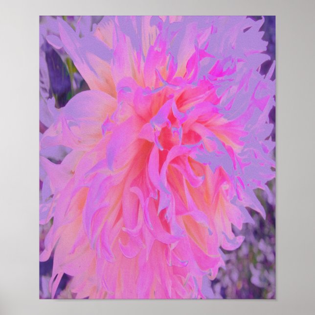 Elegant Shock rosa och Magenta Decorative Dahlia Poster (Framsidan)