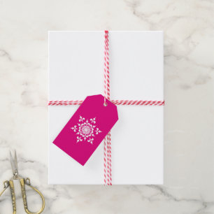 Elegant shock rosa- och vitjulSnowflake Presentetikett