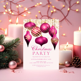 Elegant Shock rosa Ornaments jul Party Inbjudningar