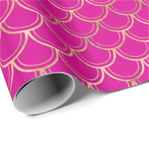 Elegant Shock rosa Scallop Mönster Presentpapper