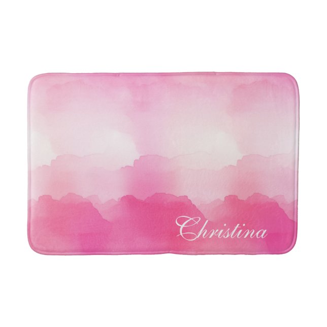 Elegant Shock rosa Watercolor Stänk Personlig Badrumsmatta (Framsidan)
