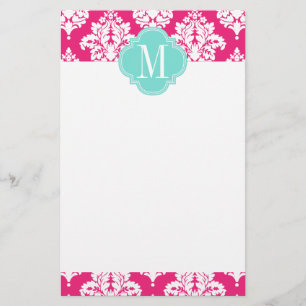 Elegant shock rosadamastpersonlig brevpapper