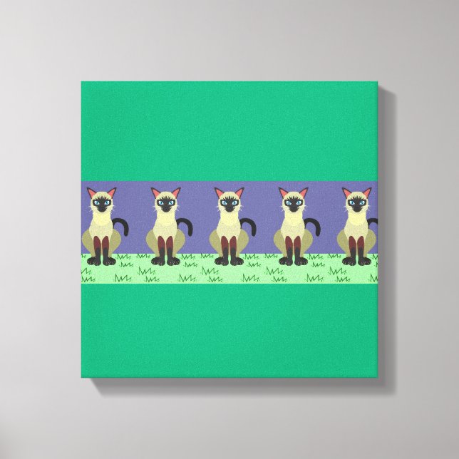 Elegant Siamese Cats in the Grass Canvas Print (Framsida)