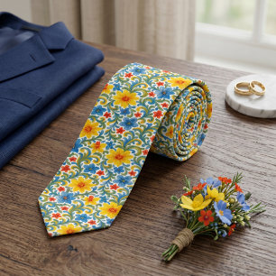 Elegant siciliansk färgglatt blad blomsterkonst mö slips