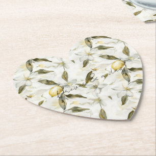 Elegant Siciliansk Sommar Citron Blommig Bröllop Underlägg Papper