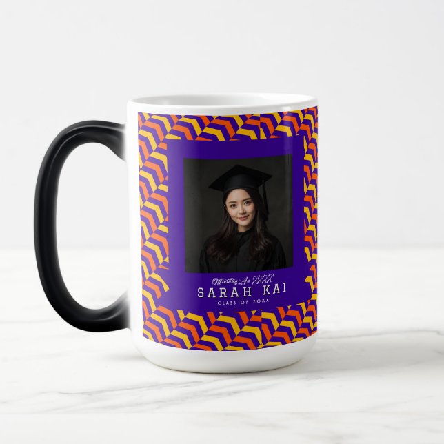 Elegant sicksackad tryck foto kvarvarande magisk mugg (Vänster)