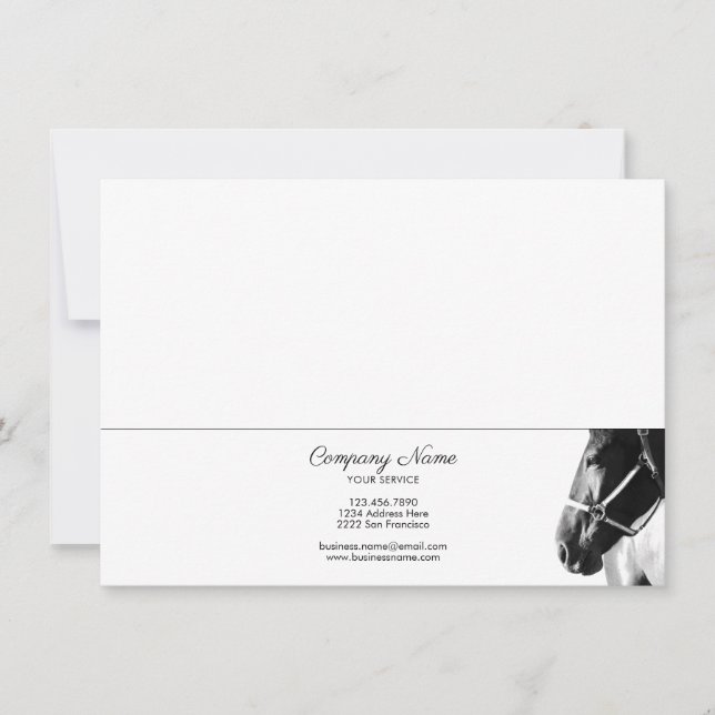 Elegant Side Horse Head BW Personlig Stationery Anteckningskort (Framsida)