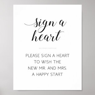 Elegant Sign A Heart Bröllopsskylt Poster