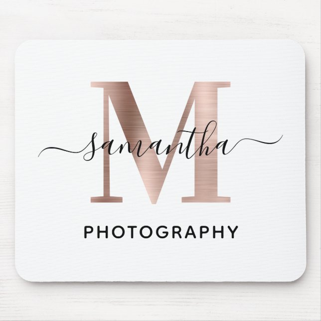 Elegant signatur Rosa Guld M Monogram Logotyp Musmatta (Framsidan)