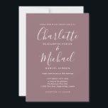Elegant Signatur Script Mauve Bröllop Inbjudningar<br><div class="desc">Elegant signatur skrivstil bröllopsinbjudan med signatur stil namnen,  denna stilrena mauve och vita bröllopsinbjudan kan anpassas med din information i chic vit bokstav. Designad av Thisisnotme©</div>