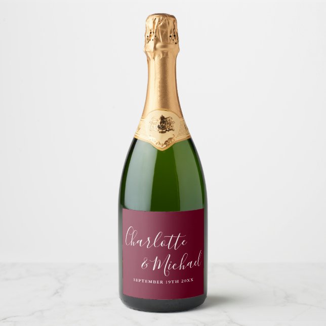 Elegant signatur skrift Burgundy bröllop (Framsida)