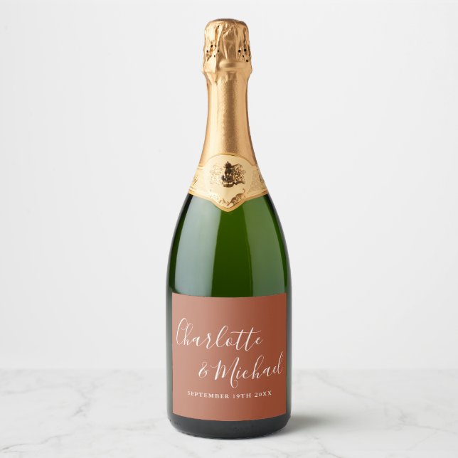 Elegant Signatur Skrift Terrakotta Bröllop (Framsida)