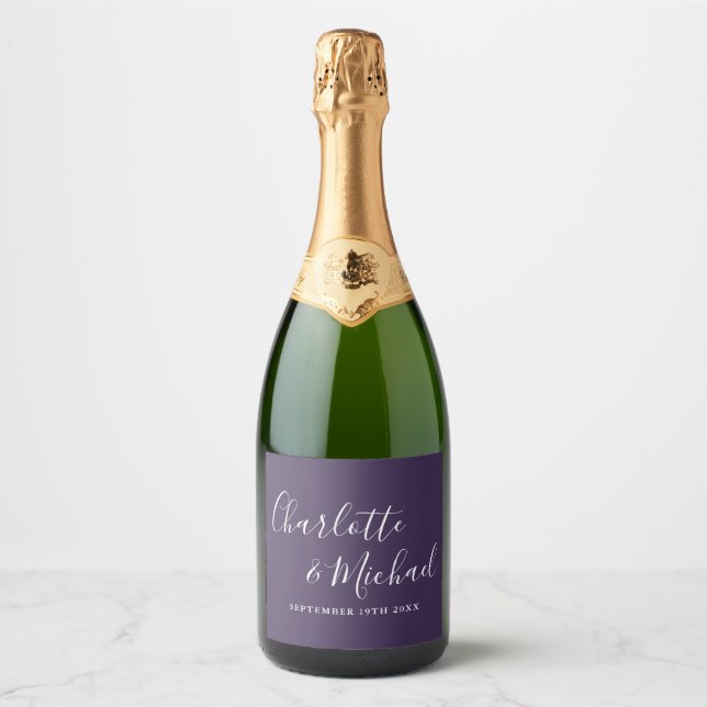 Elegant signatur skrivstil lila bröllop (Framsida)