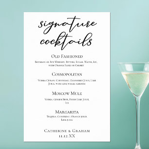 Elegant signaturdrinkar Bar Meny för bröllop Chic  Poster
