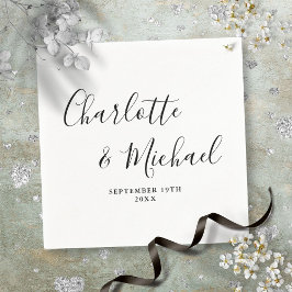 Elegant signaturskrift svart och vitt pappersservett