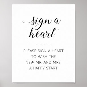 Elegant Signera ett Heart Bröllop-tecken Poster