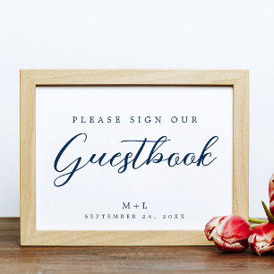 Elegant Signera vår Guestbook Bröllop-signal Poster