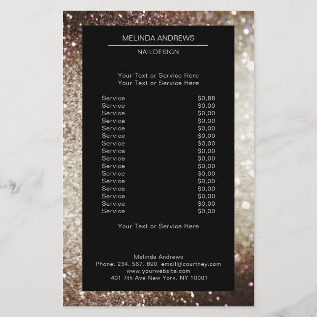 Elegant Silber Guld beidseitig tig Flygblad (Baksidan)