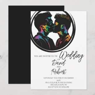 Elegant Silhouette från Cute Gay Couple Bröllop Inbjudningar
