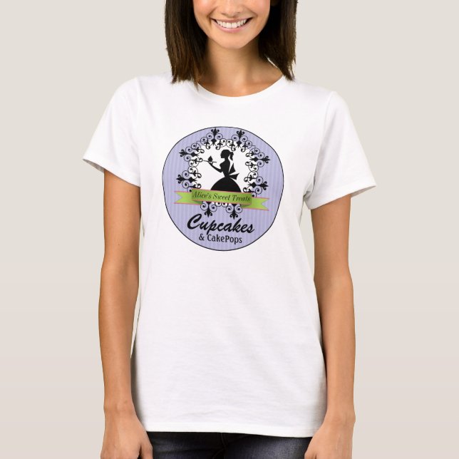 Elegant Silhouette Woman Bakery Business Tee Shirt (Framsida)