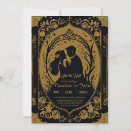 Elegant silhuett av en brud och en dagg spara datumet