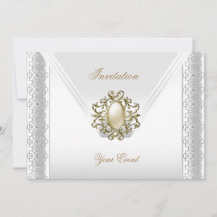 Elegant silkesvit halsband med vita pärlor för all inbjudningar