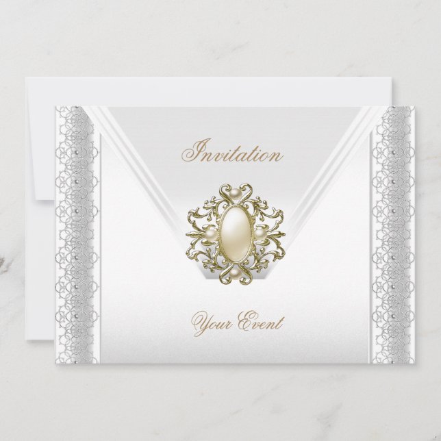 Elegant silkesvit halsband med vita pärlor för all inbjudningar (Framsida)