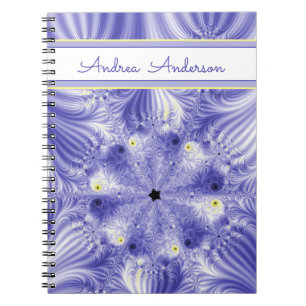 Elegant Silky Blue Fractal med Namn Anteckningsbok