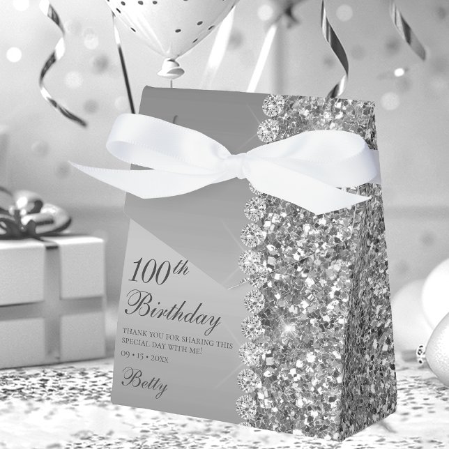Elegant silver 100-årsfirande presentaskar (Skapare uppladdad)