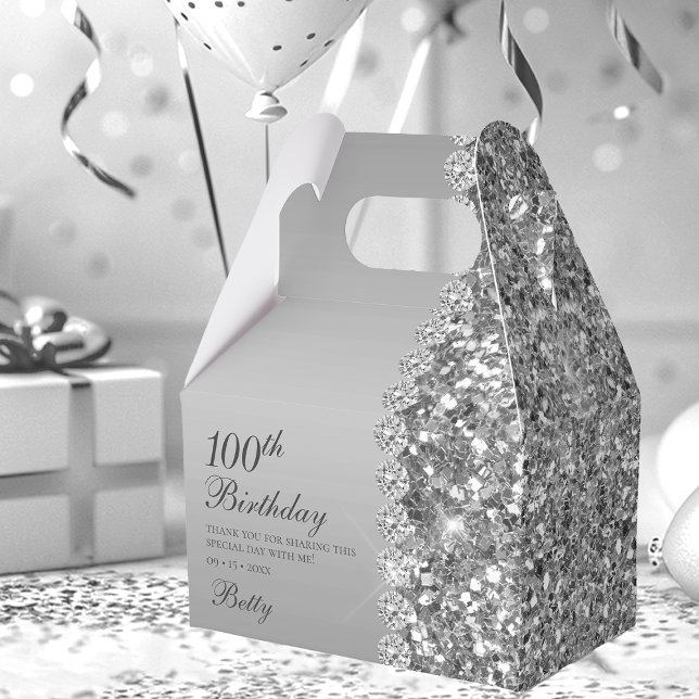 Elegant silver 100-årsfirande presentaskar (Skapare uppladdad)