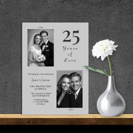 Elegant silver 25-års bröllopsjubileum inbjudningar