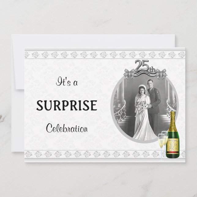Elegant Silver 25-årsdagen av inbjudningar (Framsida)