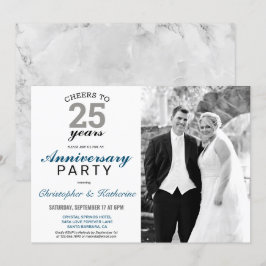 Elegant silver 25-årsjubileum för bröllop inbjudningar