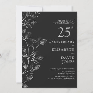 Elegant silver 25-årsjubileumsinbjudan för bröllop inbjudningar