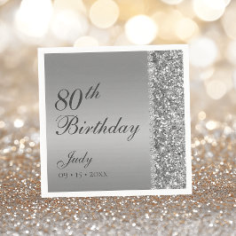 Elegant Silver 80-årsfirande Pappersservett