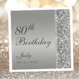 Elegant Silver 80-årsfirande Pappersservett