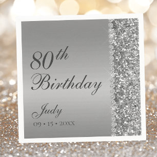 Elegant Silver 80-årsfirande Pappersservett