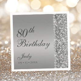 Elegant Silver 80-årsfirande Pappersservett
