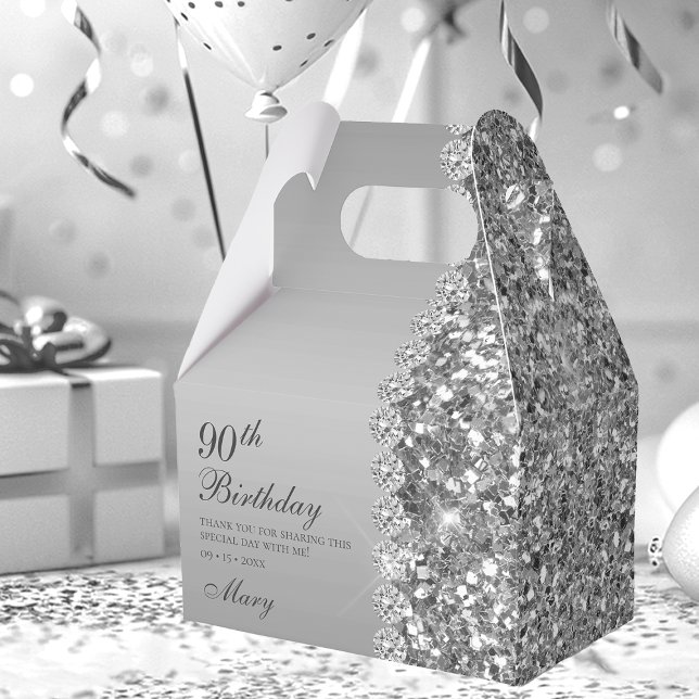Elegant Silver 90-årsdag Presentaskar (Skapare uppladdad)