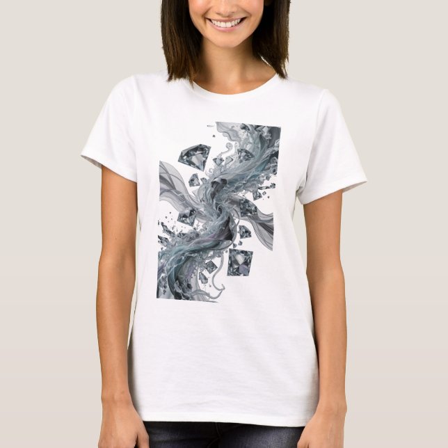 Elegant silver ABSTRAKT KONST-design T Shirt (Framsida)