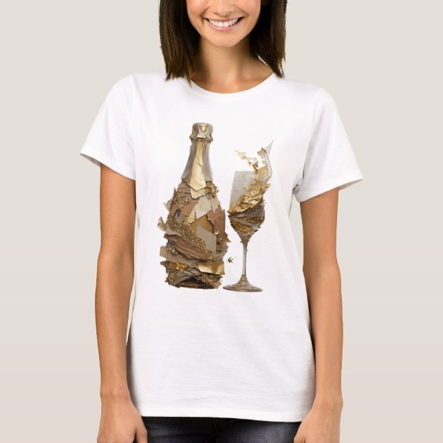 Elegant Silver ABSTRAKT KONST Modeutskrift T Shirt (Framsida)